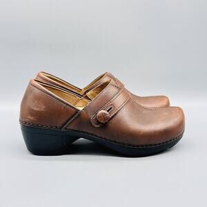 Dansko Shoes Women 8.5 Brown Leather Mary Jane Classic Clog Mule Slip On Comfort